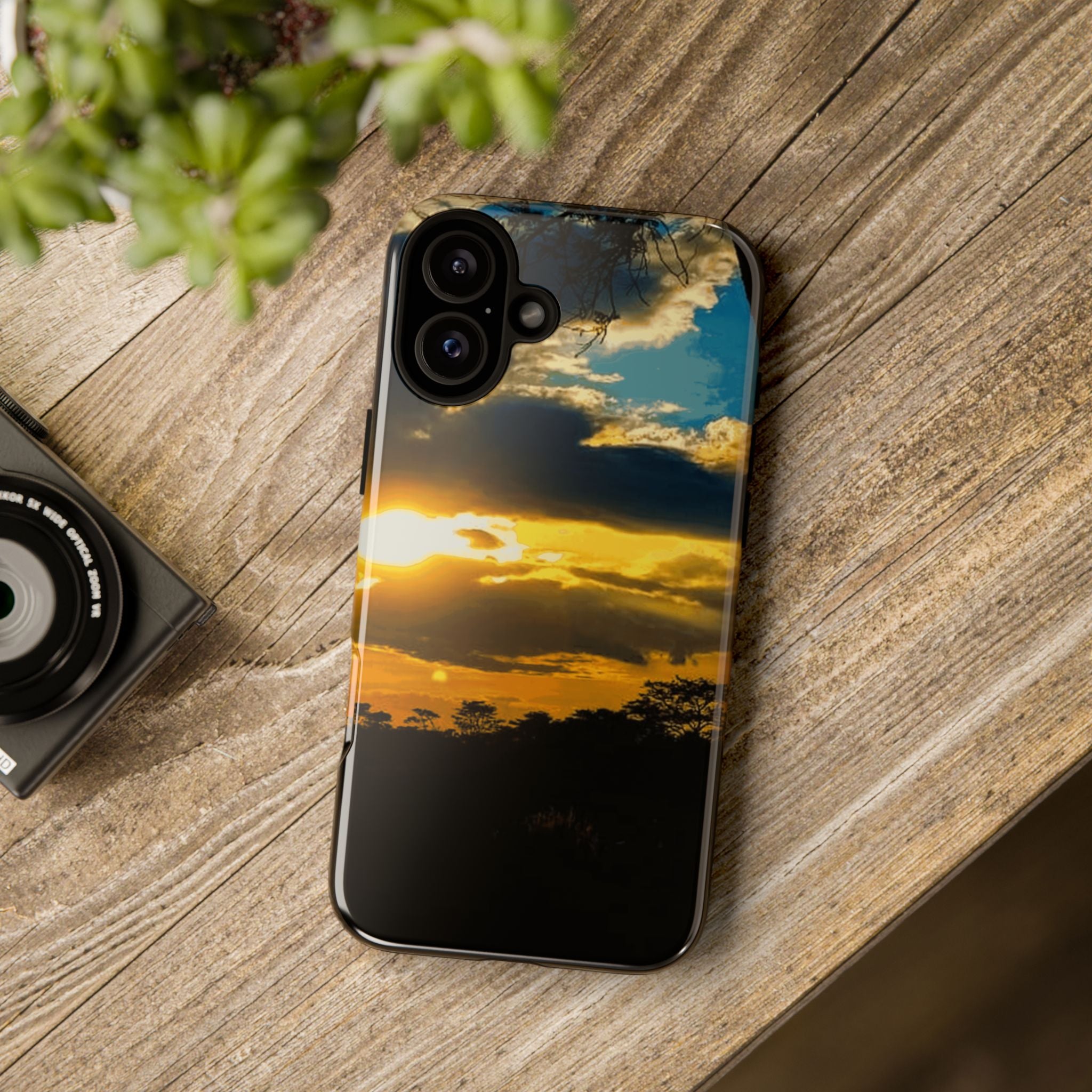 Sunset Sky Tough Phone Case – Durable Protective Phone Cover with Golden Clouds Design
