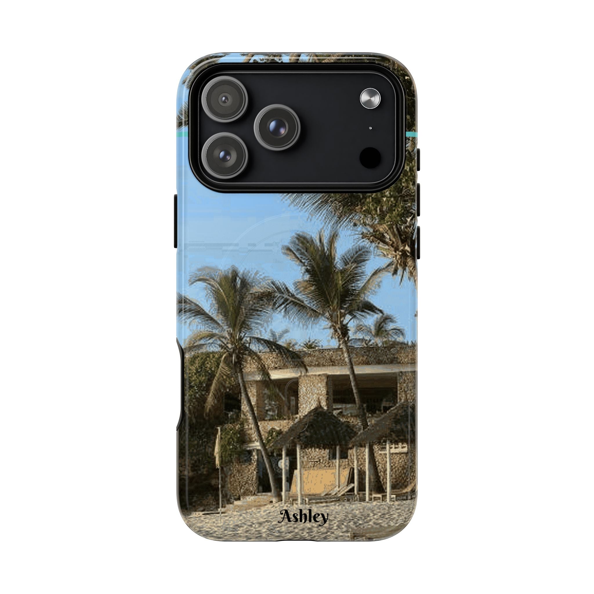Tropical Palm Beach Magnetic Phone Case — Customizable 'Ashley' Seaside Design