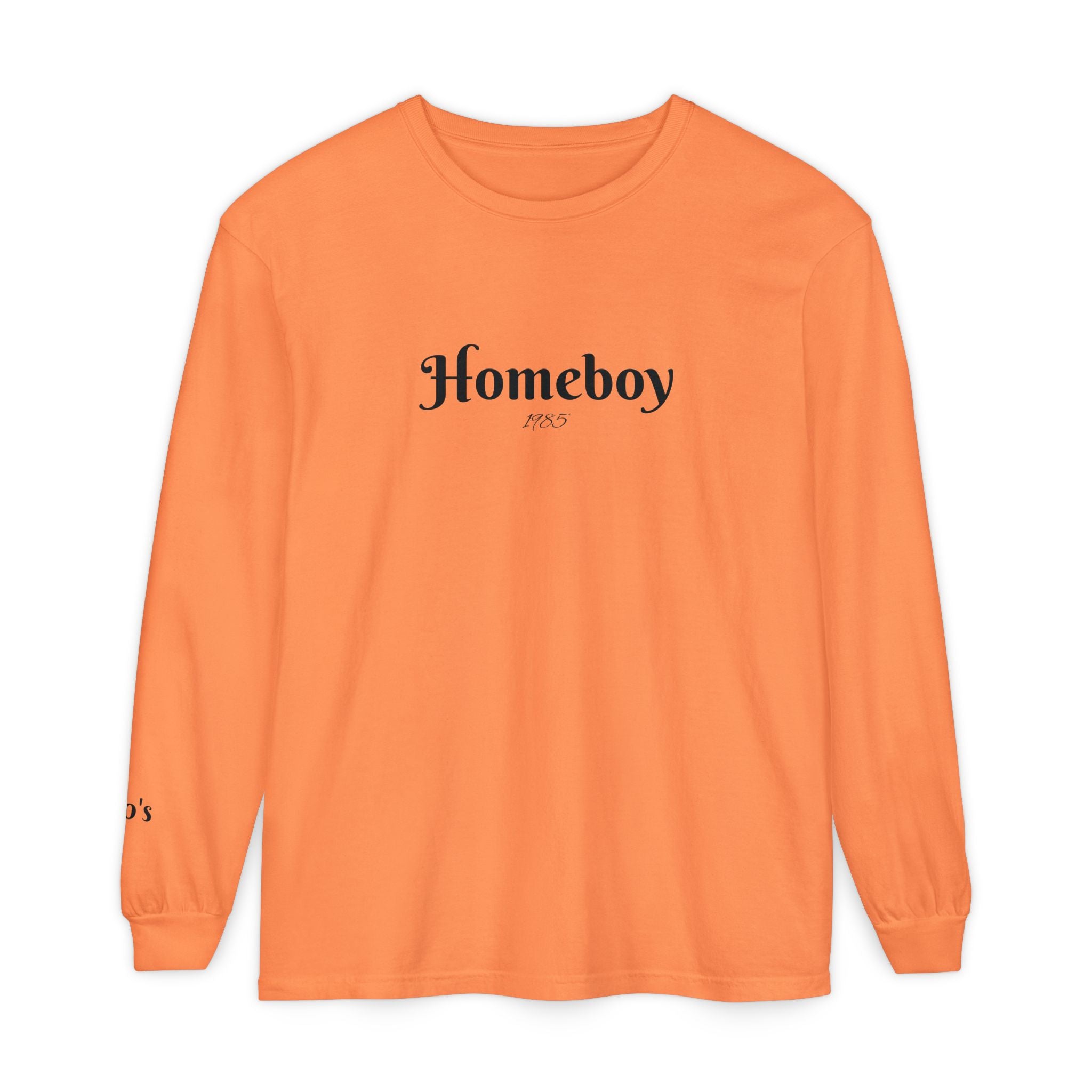 Homeboy Long Sleeve Tee — Vintage Script Logo White Shirt