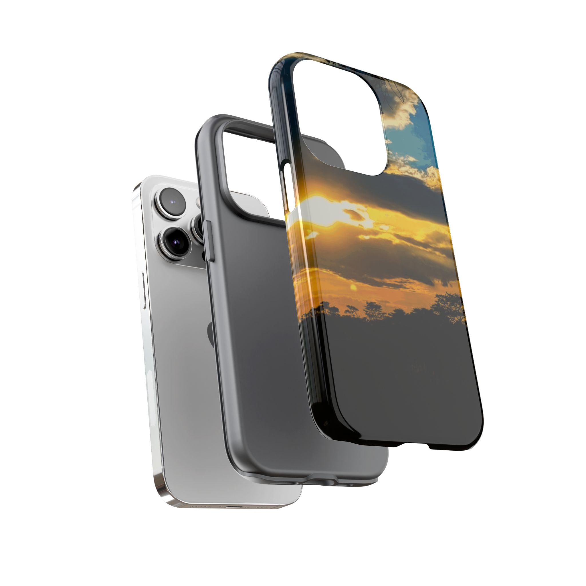 Sunset Sky Tough Phone Case – Durable Protective Phone Cover with Golden Clouds Design