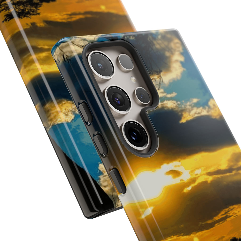 Sunset Sky Tough Phone Case – Durable Protective Phone Cover with Golden Clouds Design