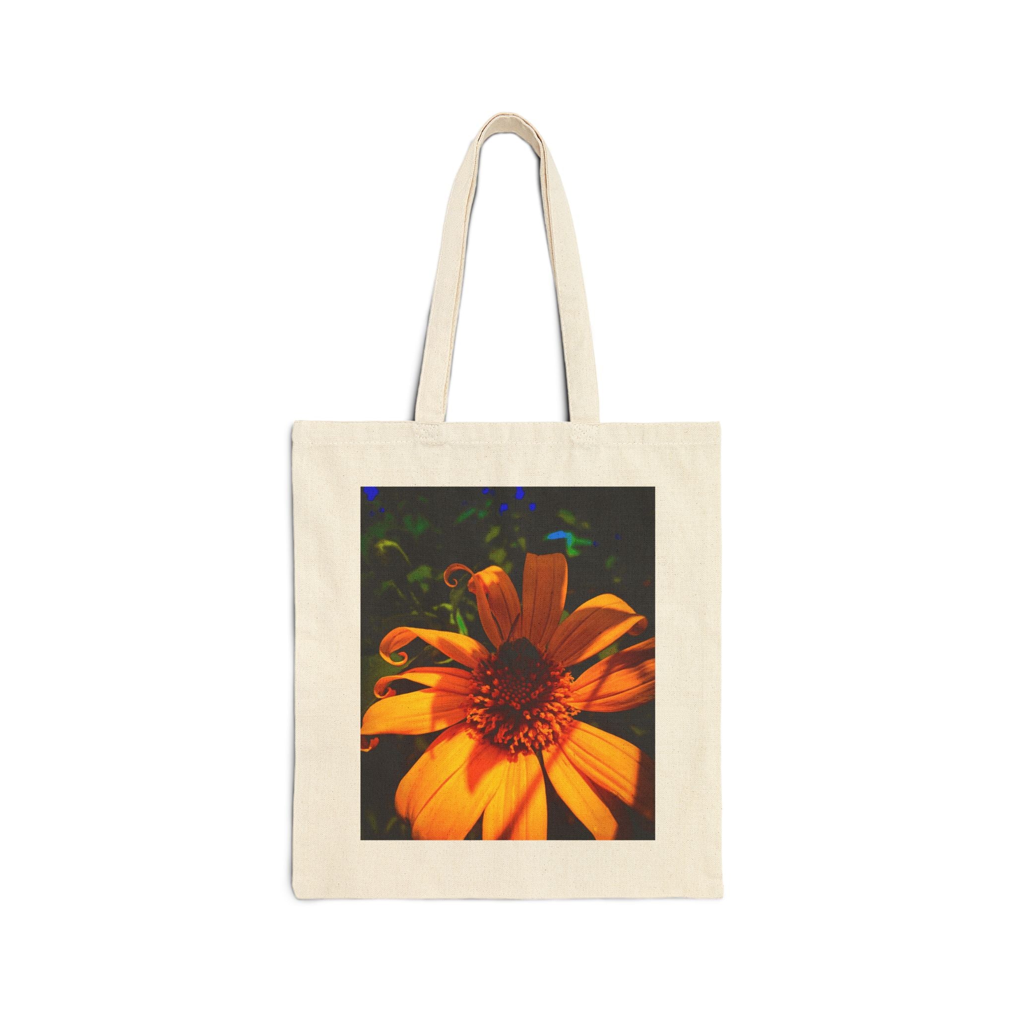 Tote Bag — Vibrant Orange Daisy Floral Canvas Tote (Eco-Friendly Beach & Market Bag)