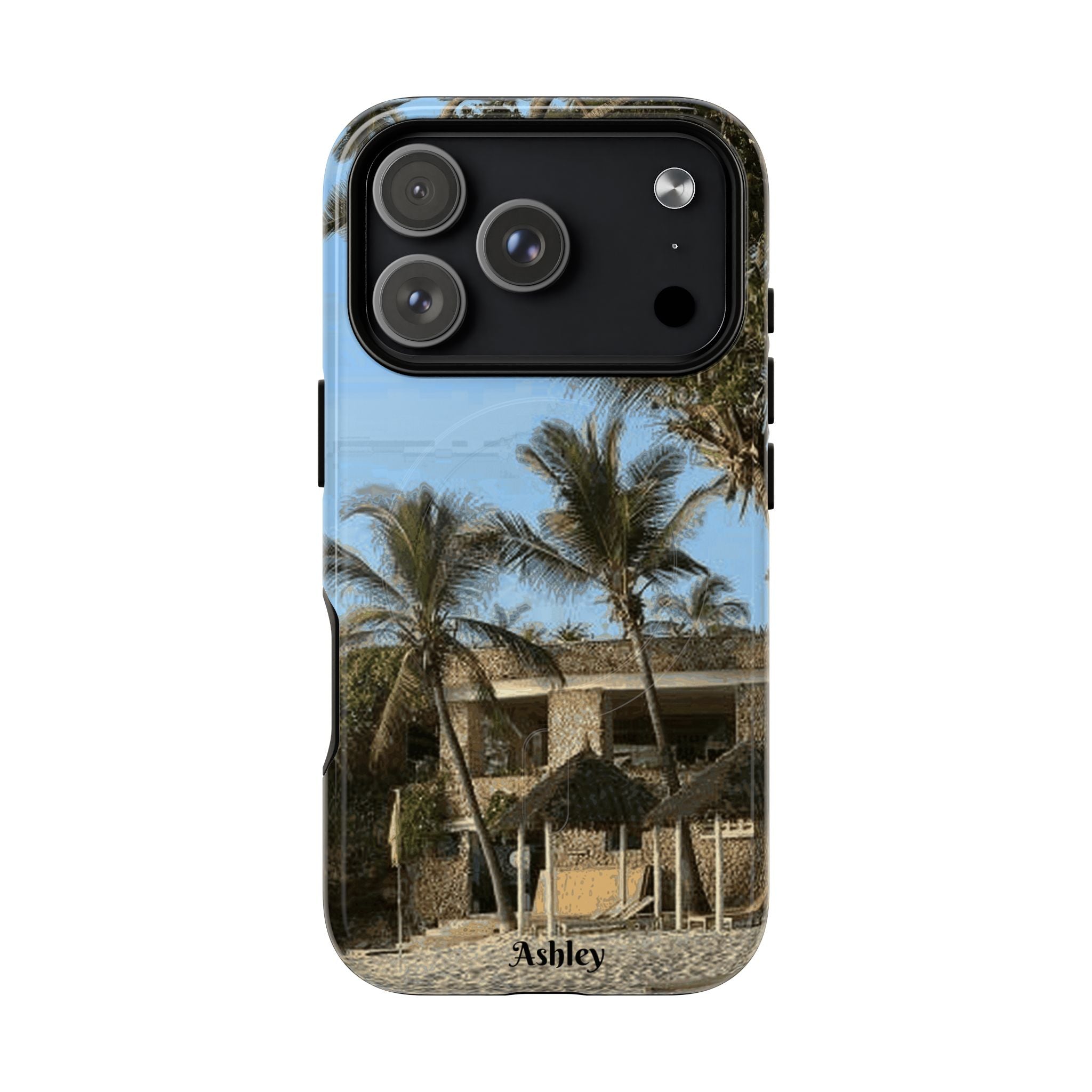 Tropical Palm Beach Magnetic Phone Case — Customizable 'Ashley' Seaside Design