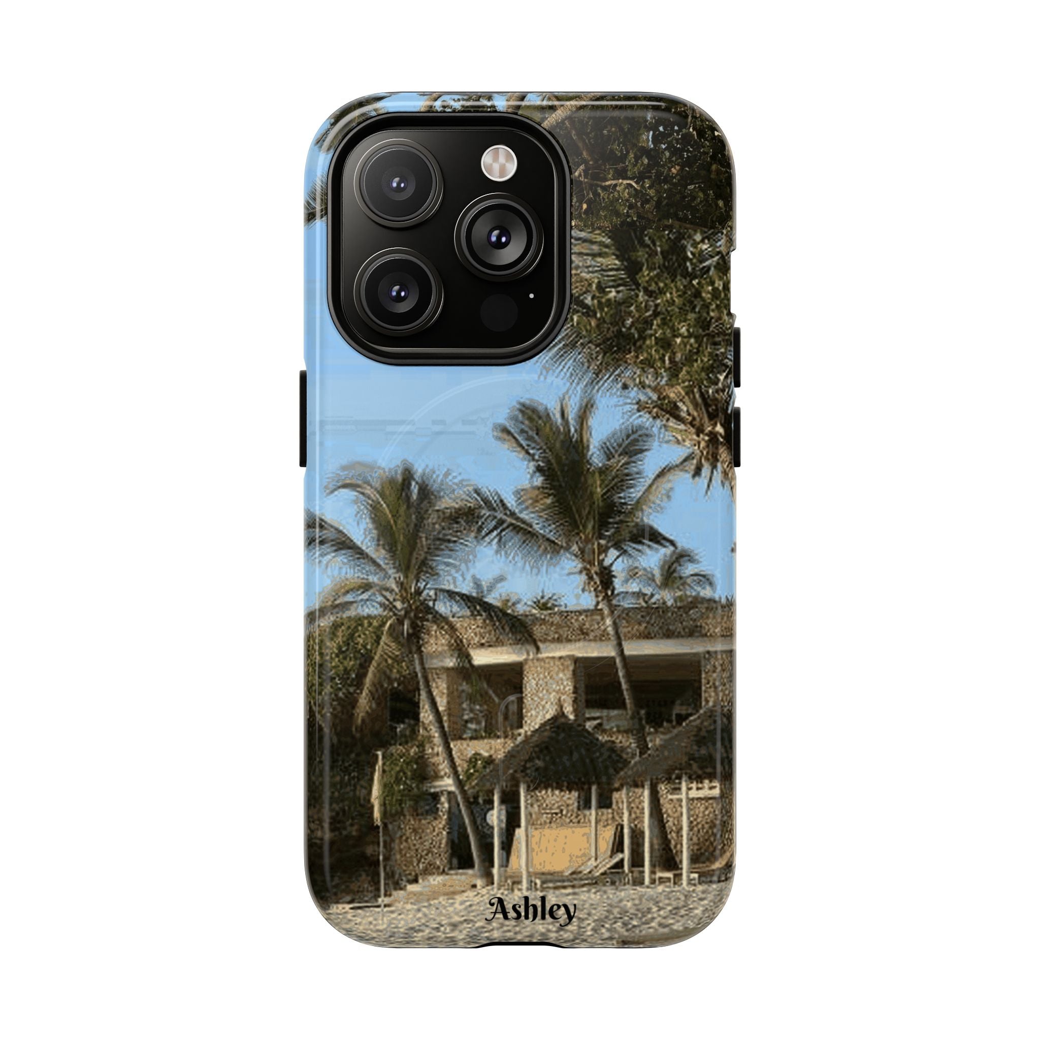 Tropical Palm Beach Magnetic Phone Case — Customizable 'Ashley' Seaside Design