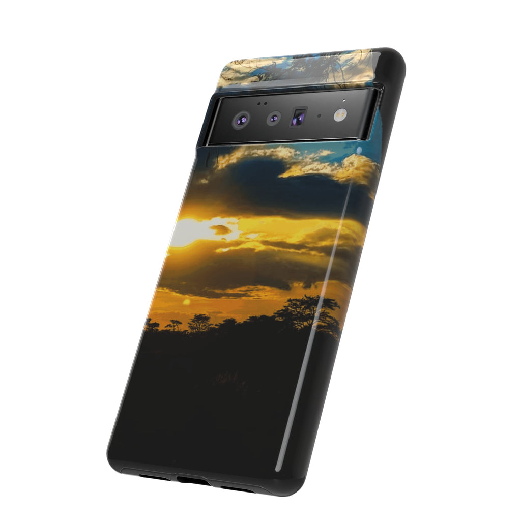 Sunset Sky Tough Phone Case – Durable Protective Phone Cover with Golden Clouds Design