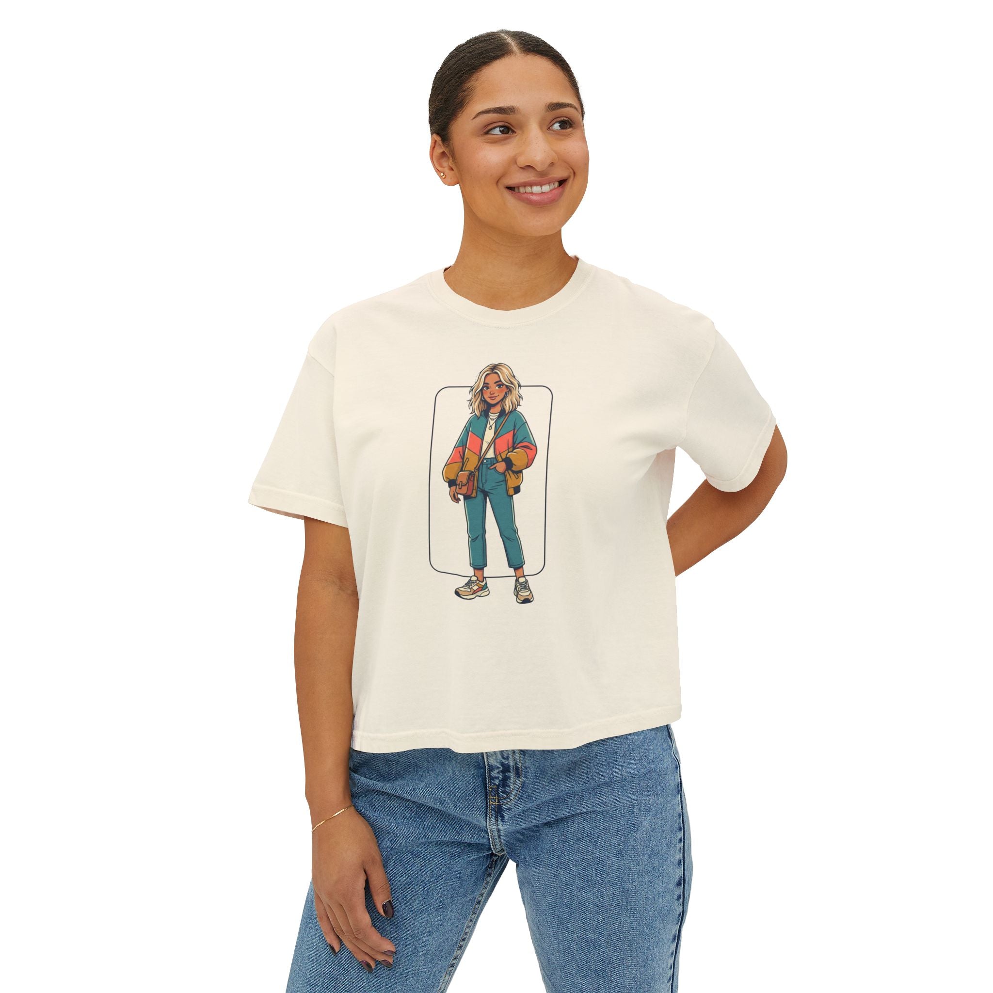 Boxy Tee — Retro Street Style Girl Graphic Shirt