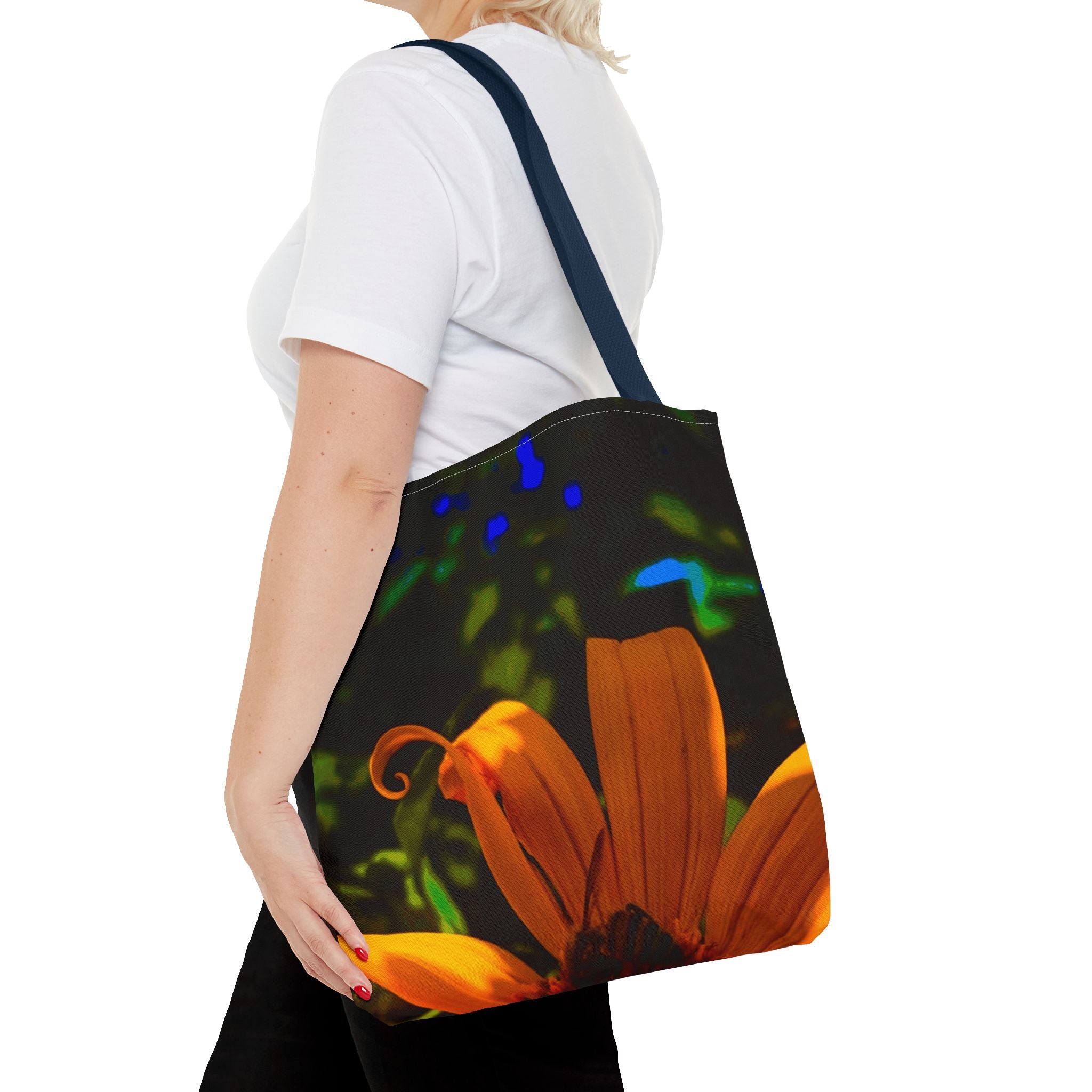 Floral Sunset Tote Bag — Vibrant Orange Daisy All-Over Print