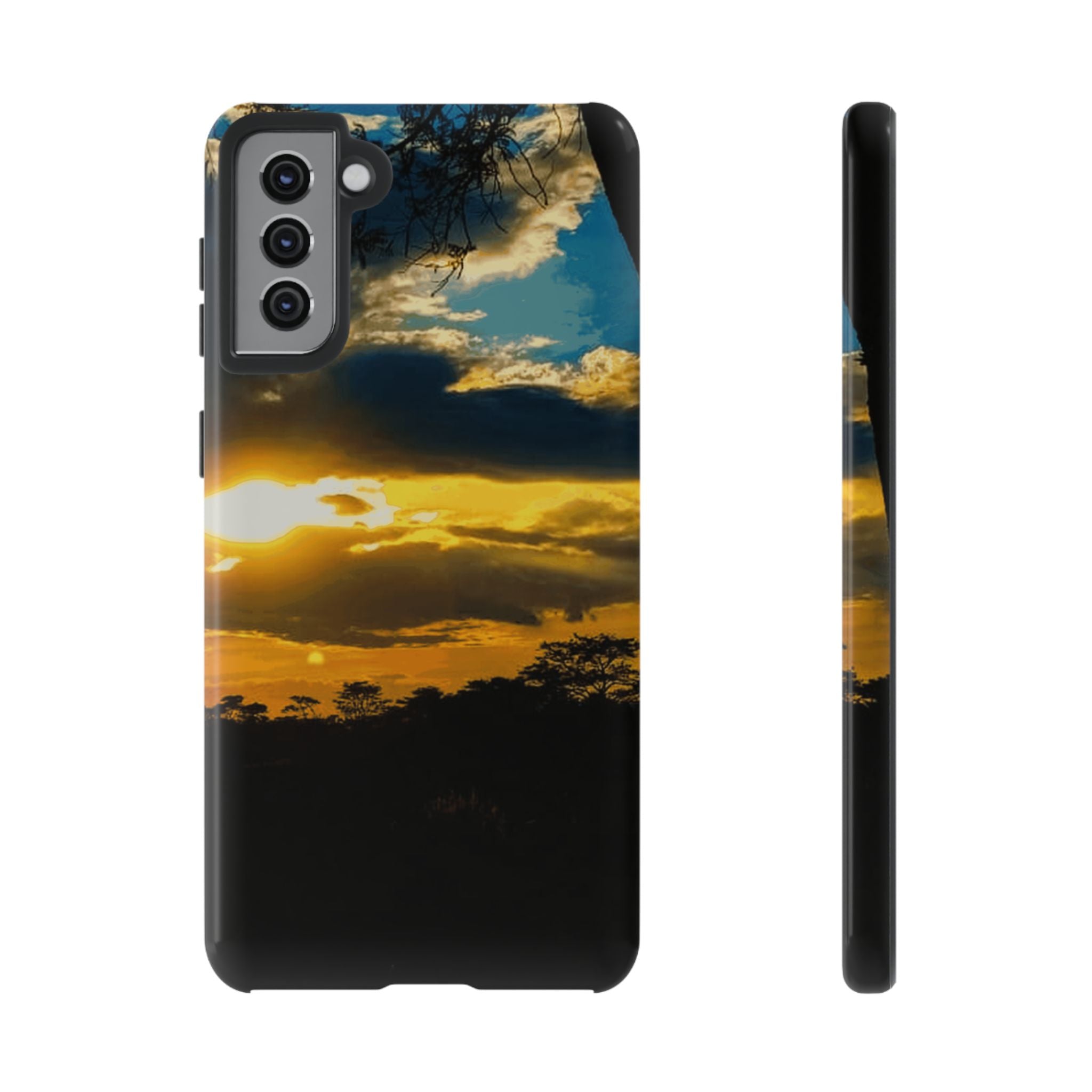 Sunset Sky Tough Phone Case – Durable Protective Phone Cover with Golden Clouds Design