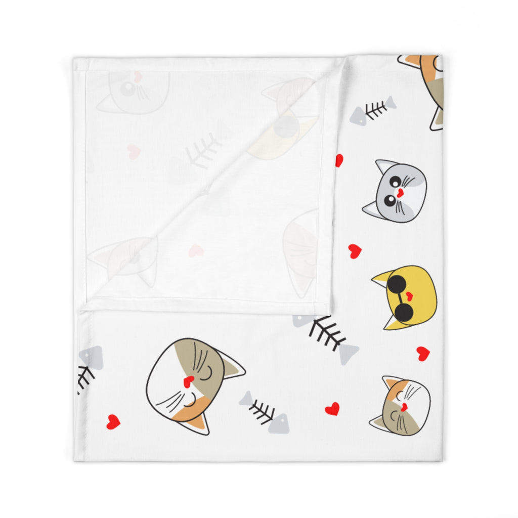 Baby Swaddle Blanket — "Mama Loves Me" Cute Cat Pattern Newborn Swaddle