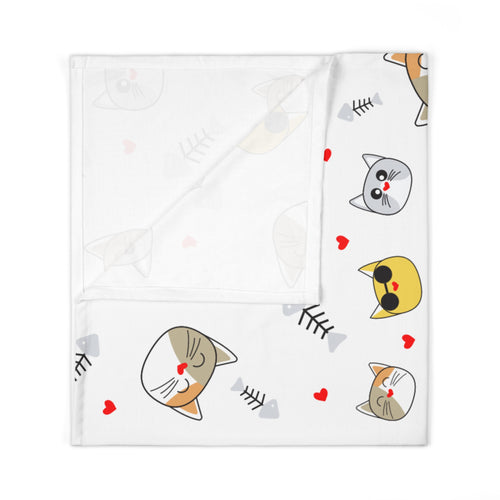 Baby Swaddle Blanket — "Mama Loves Me" Cute Cat Pattern Newborn Swaddle