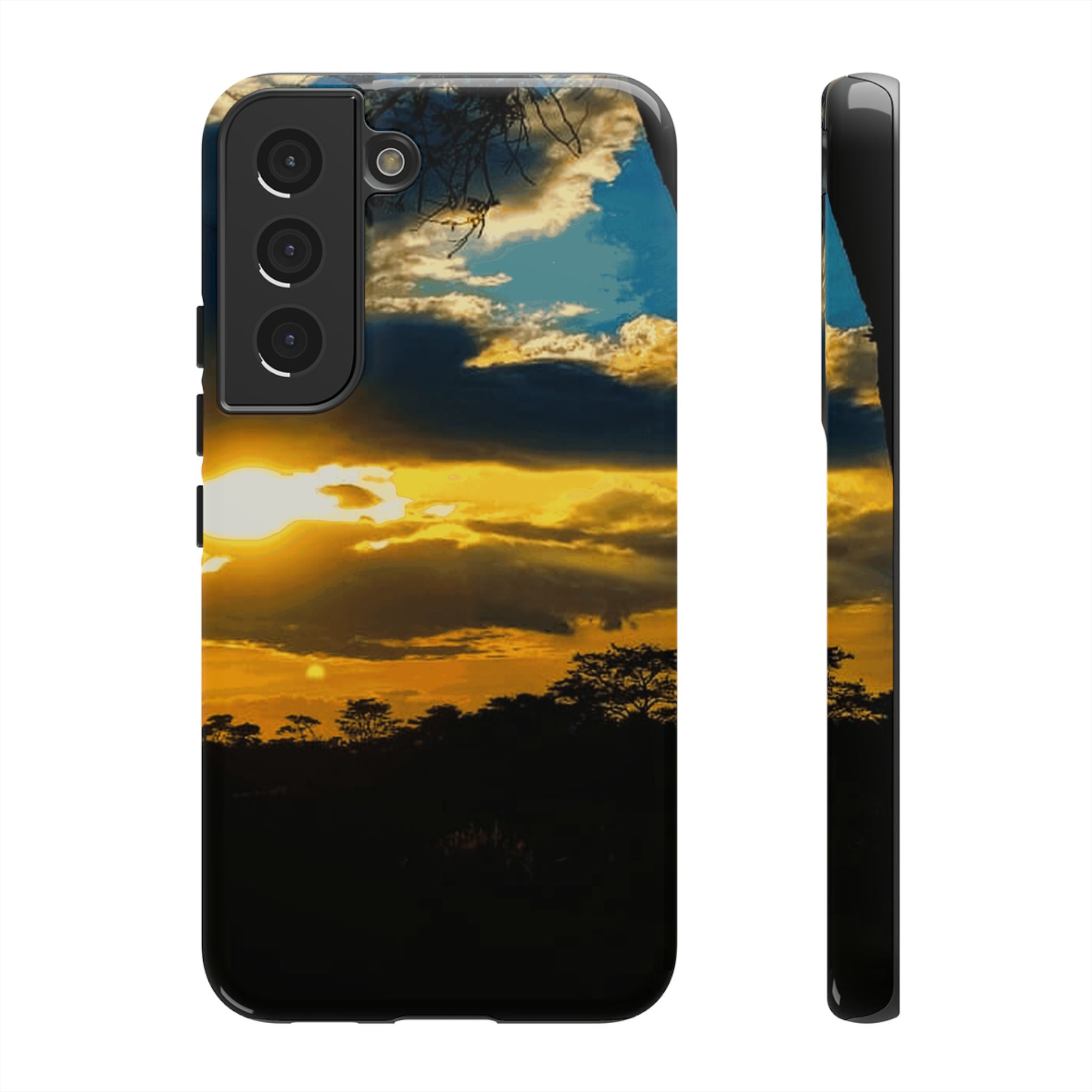 Sunset Sky Tough Phone Case – Durable Protective Phone Cover with Golden Clouds Design