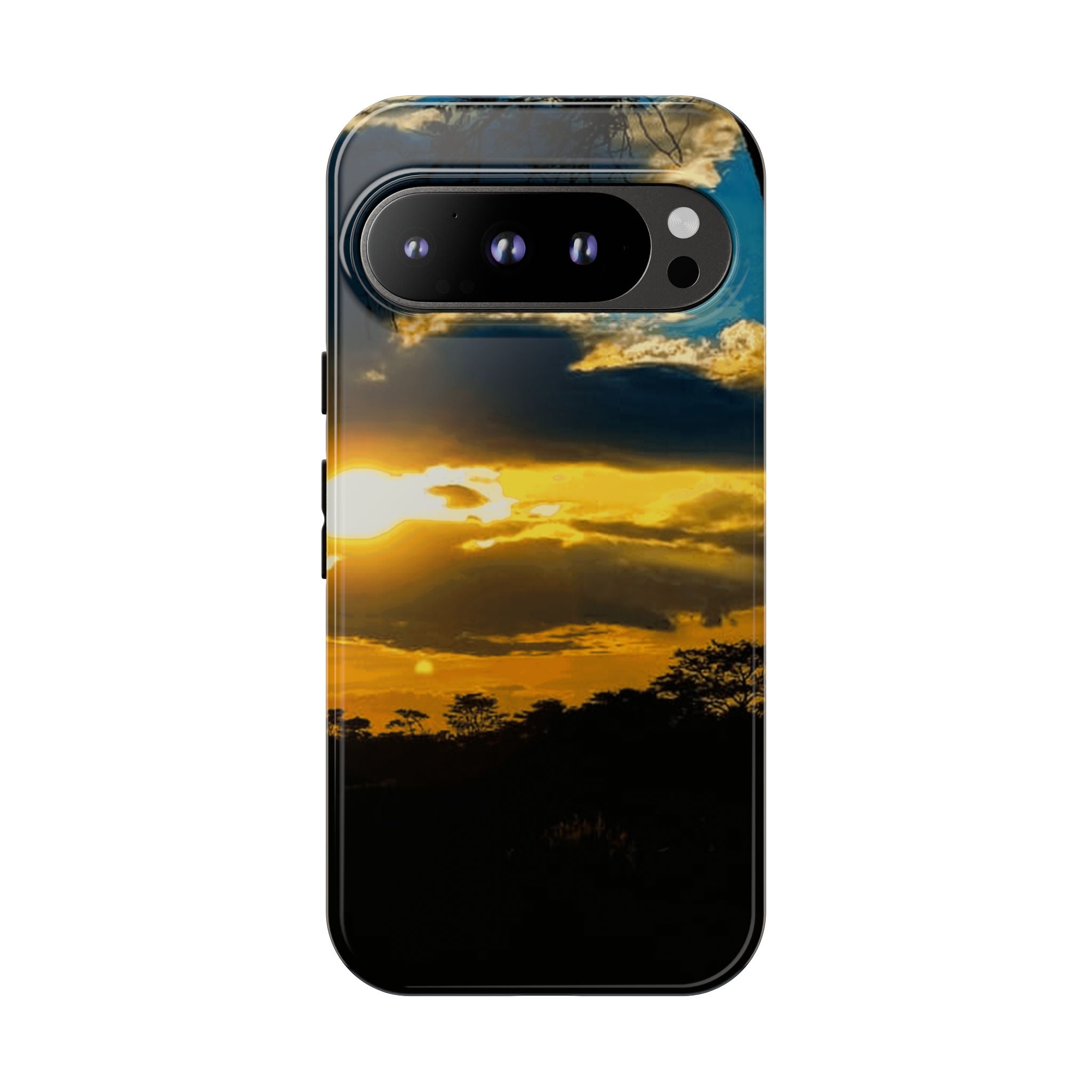 Sunset Sky Tough Phone Case – Durable Protective Phone Cover with Golden Clouds Design