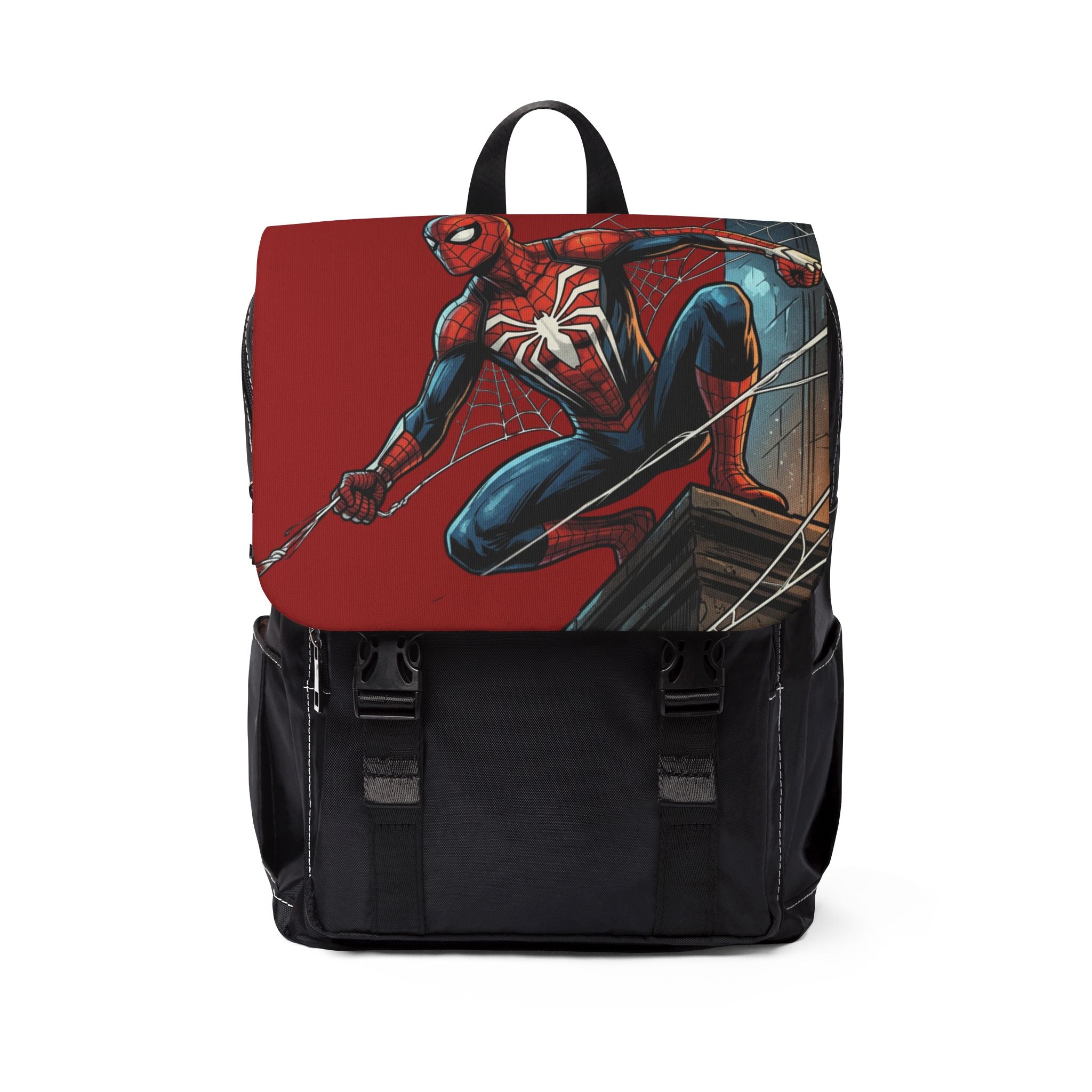 Spider Hero Graphic Backpack — Red Web-Slinging Shoulder Bag
