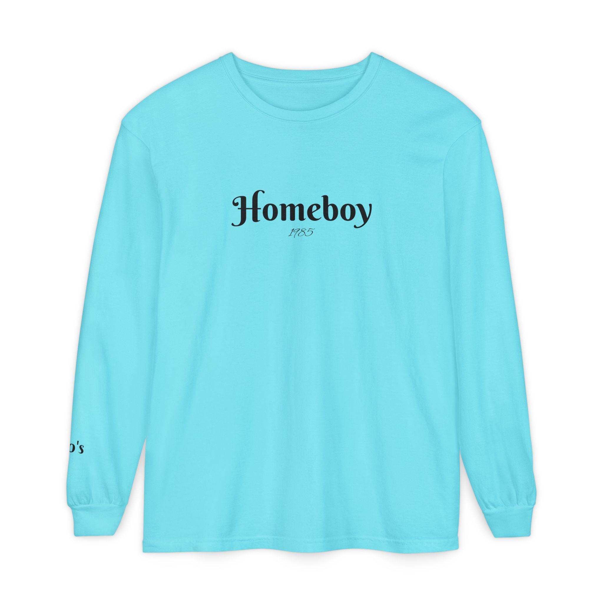 Homeboy Long Sleeve Tee — Vintage Script Logo White Shirt