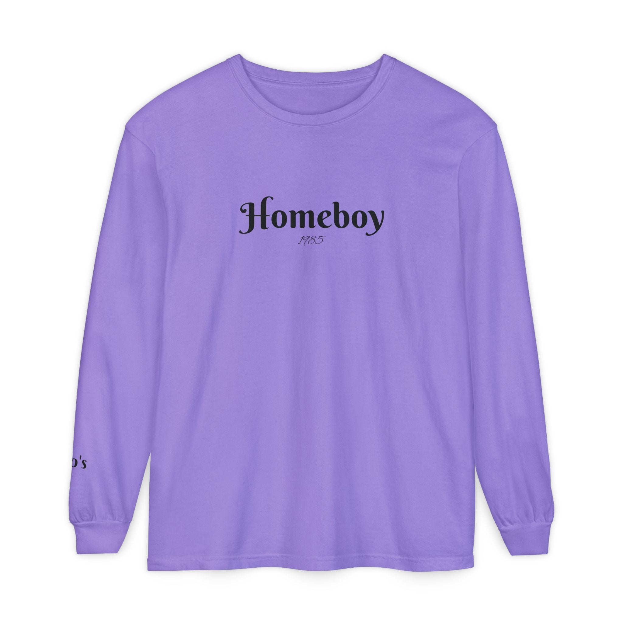 Homeboy Long Sleeve Tee — Vintage Script Logo White Shirt
