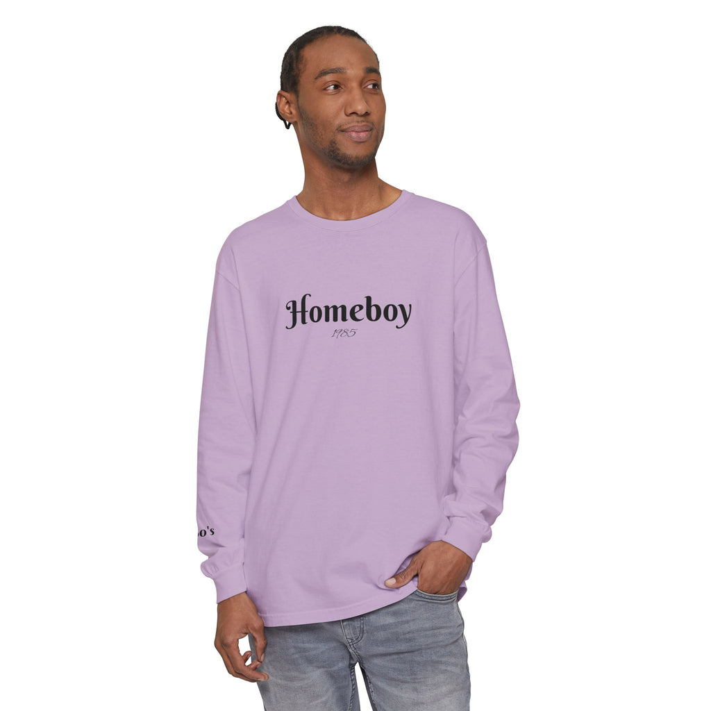 Homeboy Long Sleeve Tee — Vintage Script Logo White Shirt