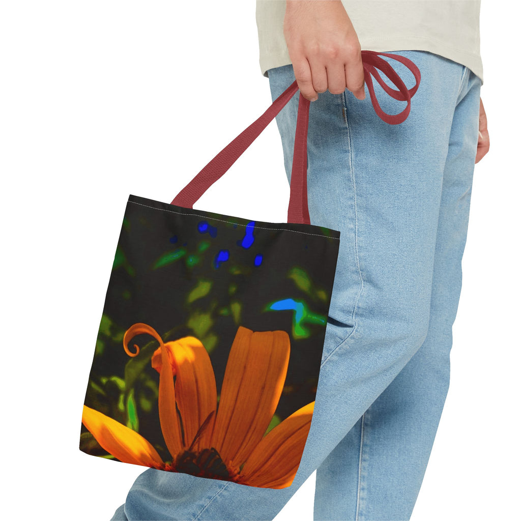 Floral Sunset Tote Bag — Vibrant Orange Daisy All-Over Print