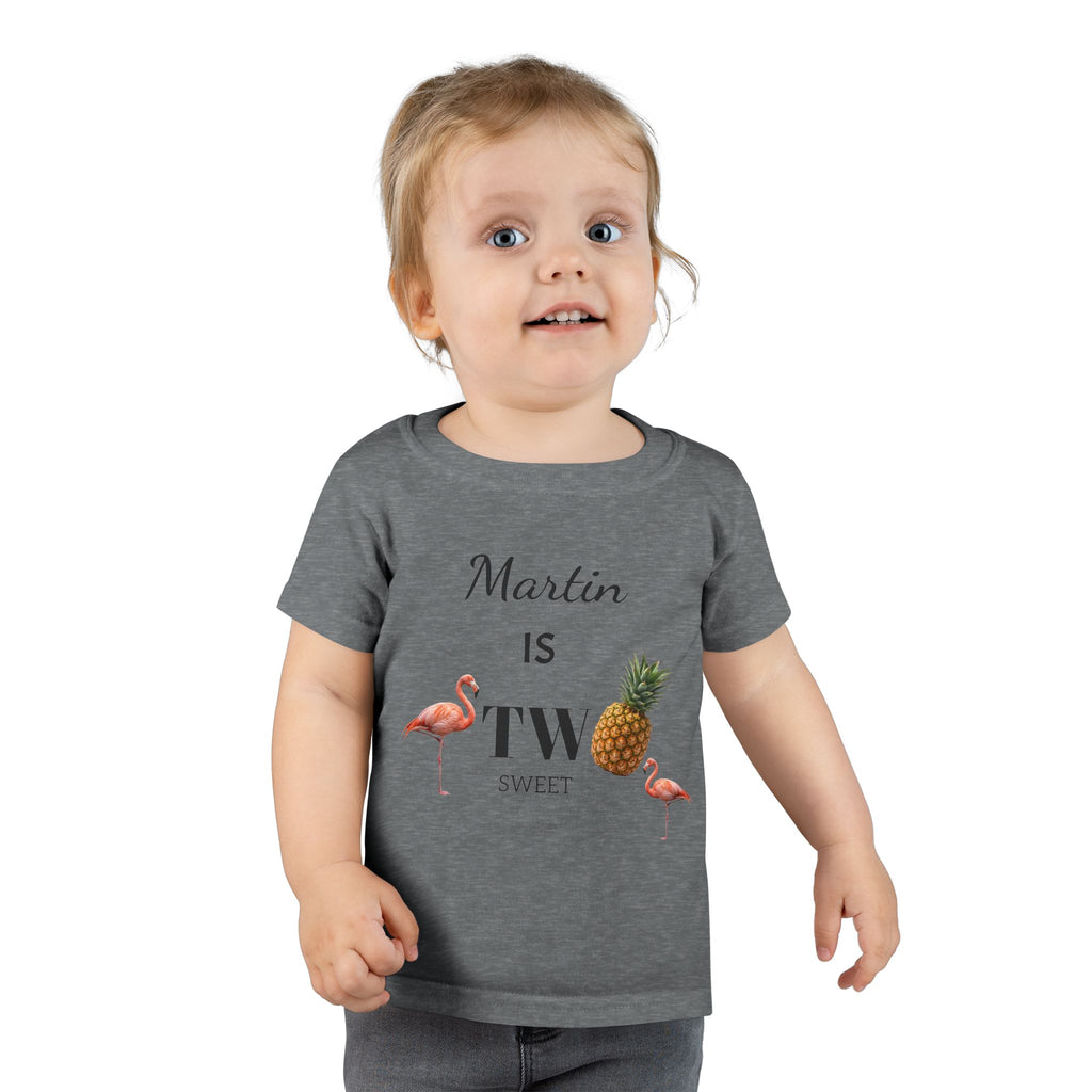Toddler T-Shirt — "Martin is Two" Pineapple & Flamingo 2nd Birthday Tee