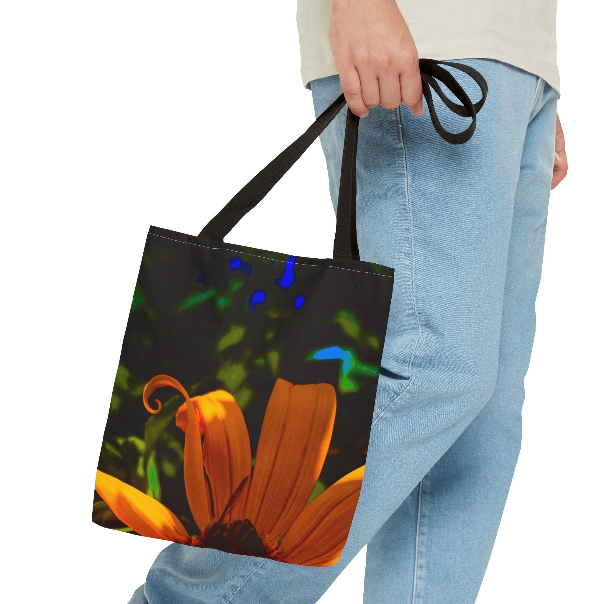 Floral Sunset Tote Bag — Vibrant Orange Daisy All-Over Print