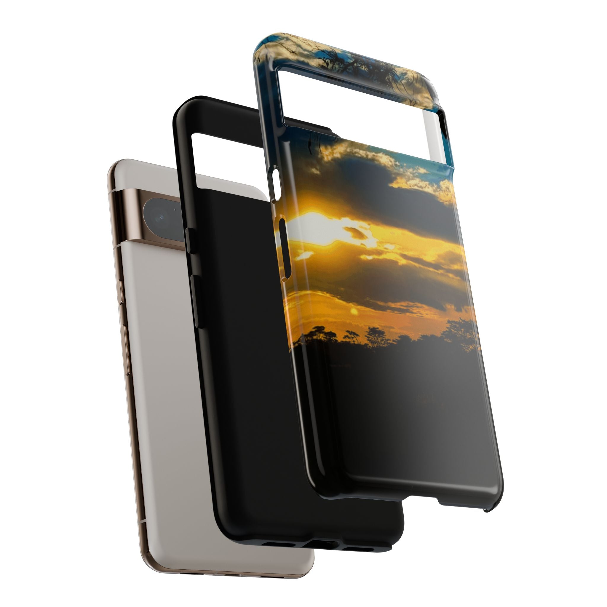 Sunset Sky Tough Phone Case – Durable Protective Phone Cover with Golden Clouds Design