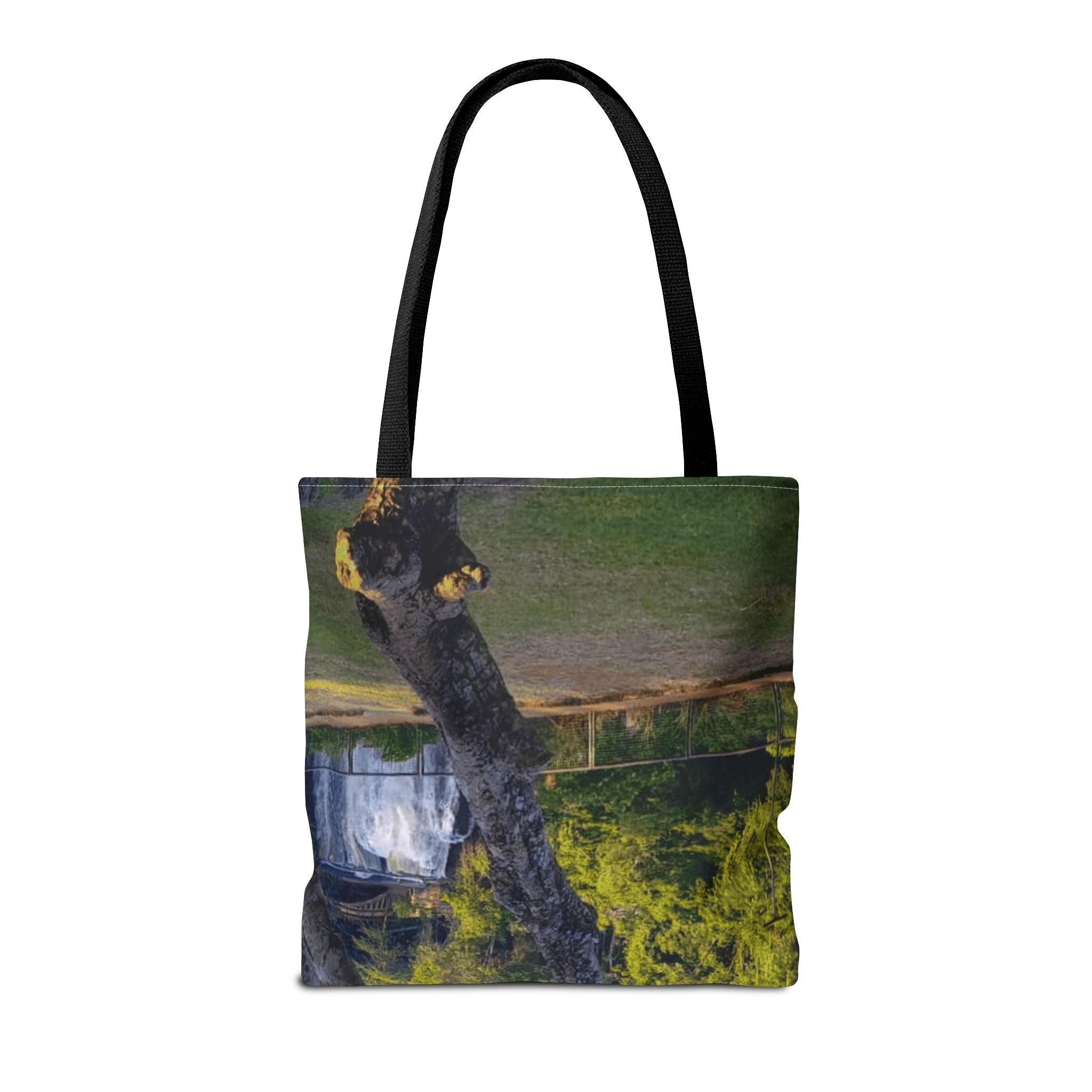 Nature Photo Tote Bag – Scenic Tree & Waterfall All-Over Print