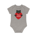 Baby Bodysuit — Black Cat Holding Heart "You're Purrfect" (Organic Short Sleeve)
