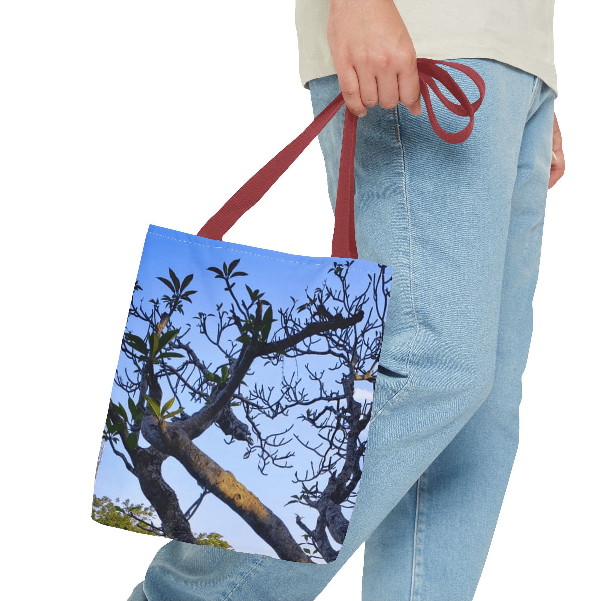 Nature Photo Tote Bag – Scenic Tree & Waterfall All-Over Print