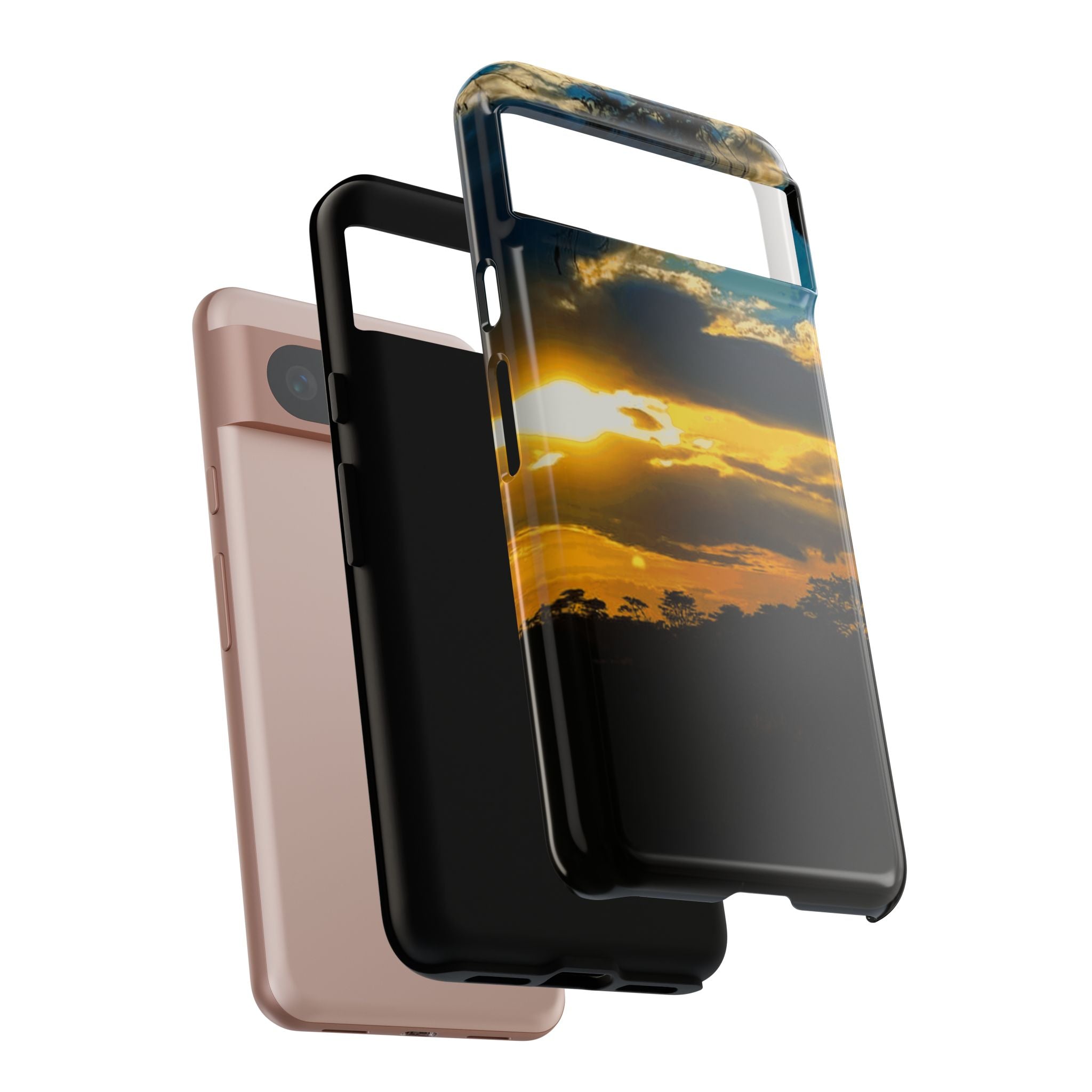 Sunset Sky Tough Phone Case – Durable Protective Phone Cover with Golden Clouds Design