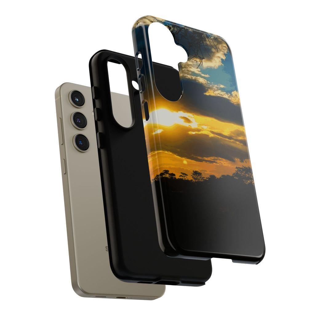 Sunset Sky Tough Phone Case – Durable Protective Phone Cover with Golden Clouds Design