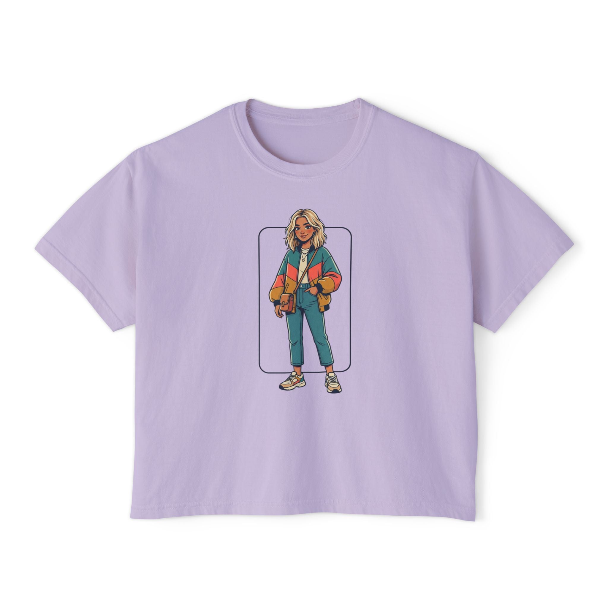 Boxy Tee — Retro Street Style Girl Graphic Shirt