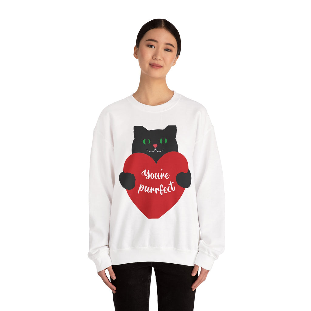Cat Valentine Sweatshirt - "You're Purrfect" Heart Graphic