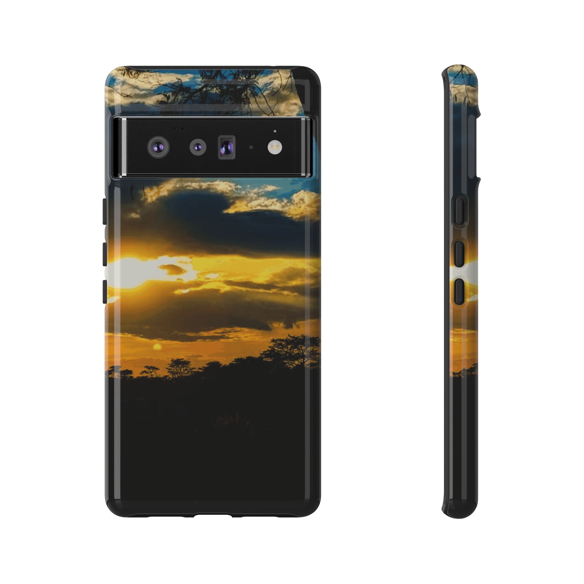 Sunset Sky Tough Phone Case – Durable Protective Phone Cover with Golden Clouds Design