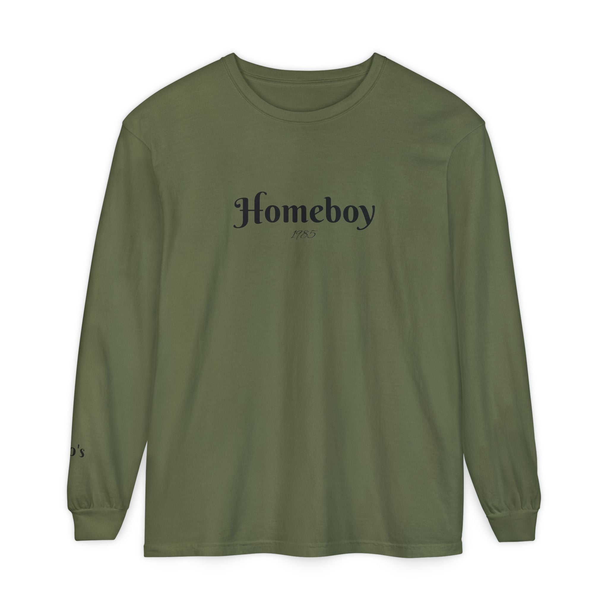 Homeboy Long Sleeve Tee — Vintage Script Logo White Shirt