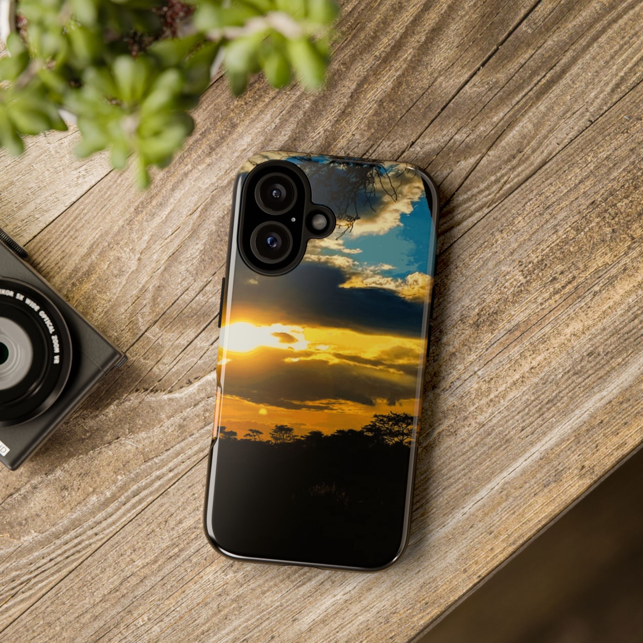 Sunset Sky Tough Phone Case – Durable Protective Phone Cover with Golden Clouds Design