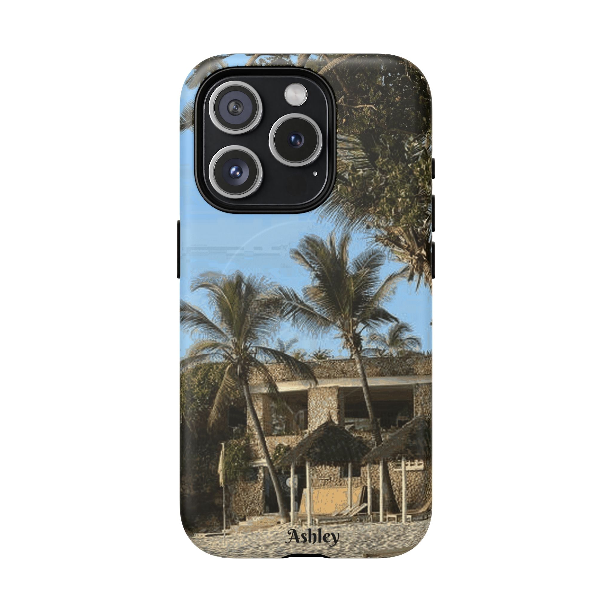Tropical Palm Beach Magnetic Phone Case — Customizable 'Ashley' Seaside Design