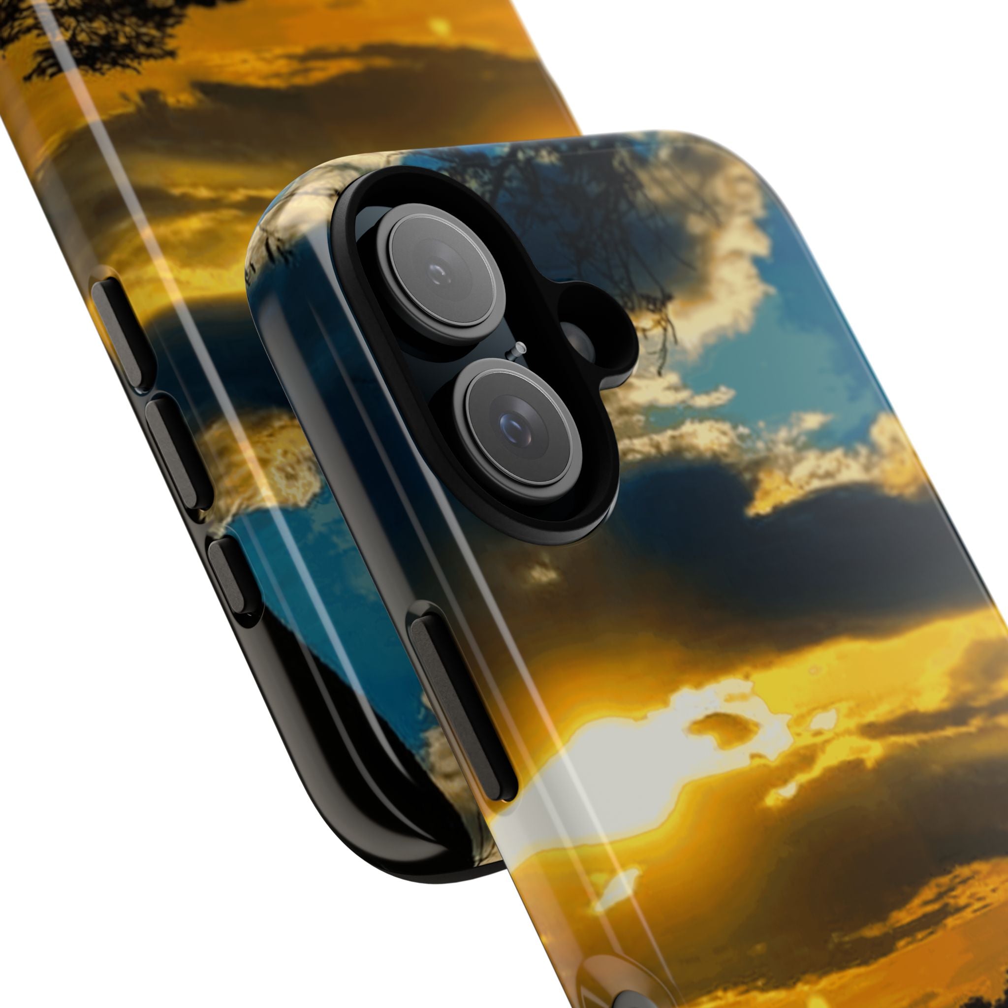 Sunset Sky Tough Phone Case – Durable Protective Phone Cover with Golden Clouds Design