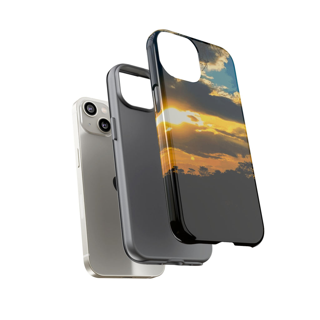 Sunset Sky Tough Phone Case – Durable Protective Phone Cover with Golden Clouds Design