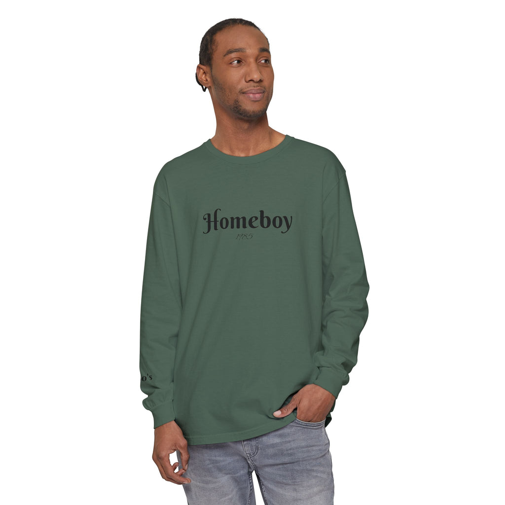 Homeboy Long Sleeve Tee — Vintage Script Logo White Shirt