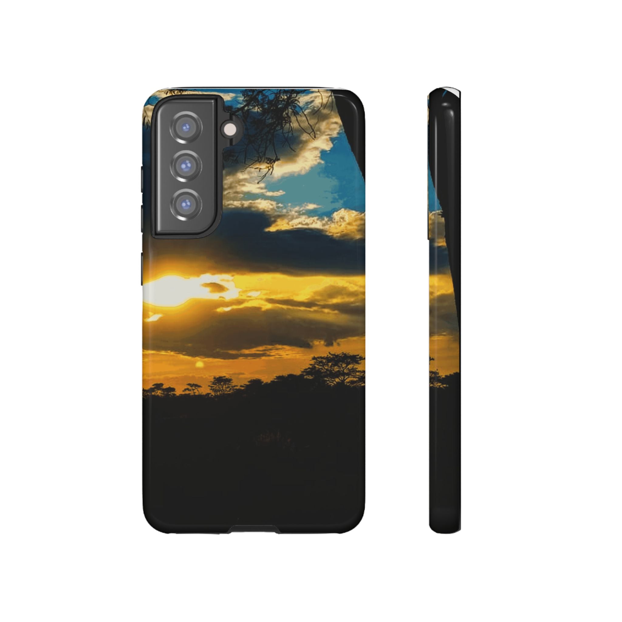 Sunset Sky Tough Phone Case – Durable Protective Phone Cover with Golden Clouds Design
