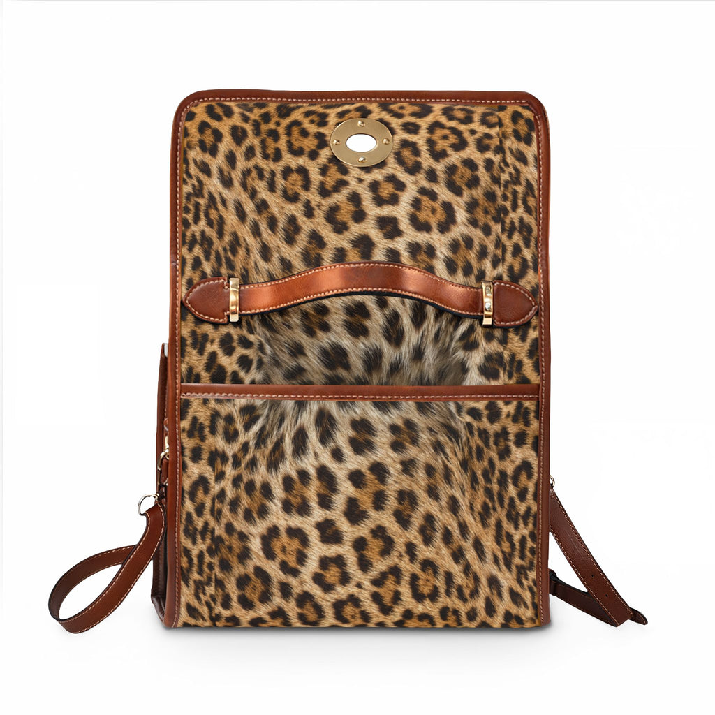 Leopard Accent Waterproof Canvas Bag – Chic Safari Satchel