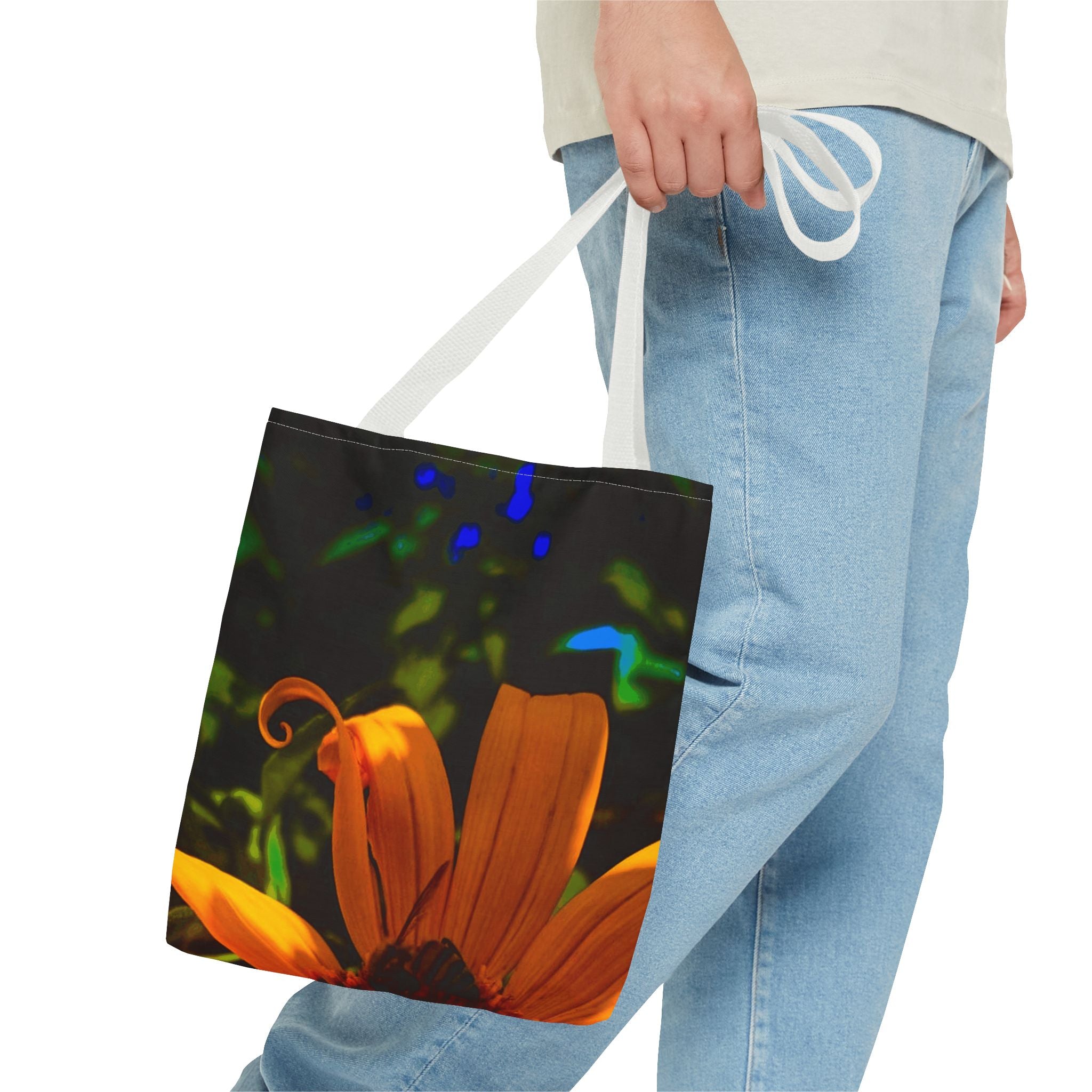 Floral Sunset Tote Bag — Vibrant Orange Daisy All-Over Print