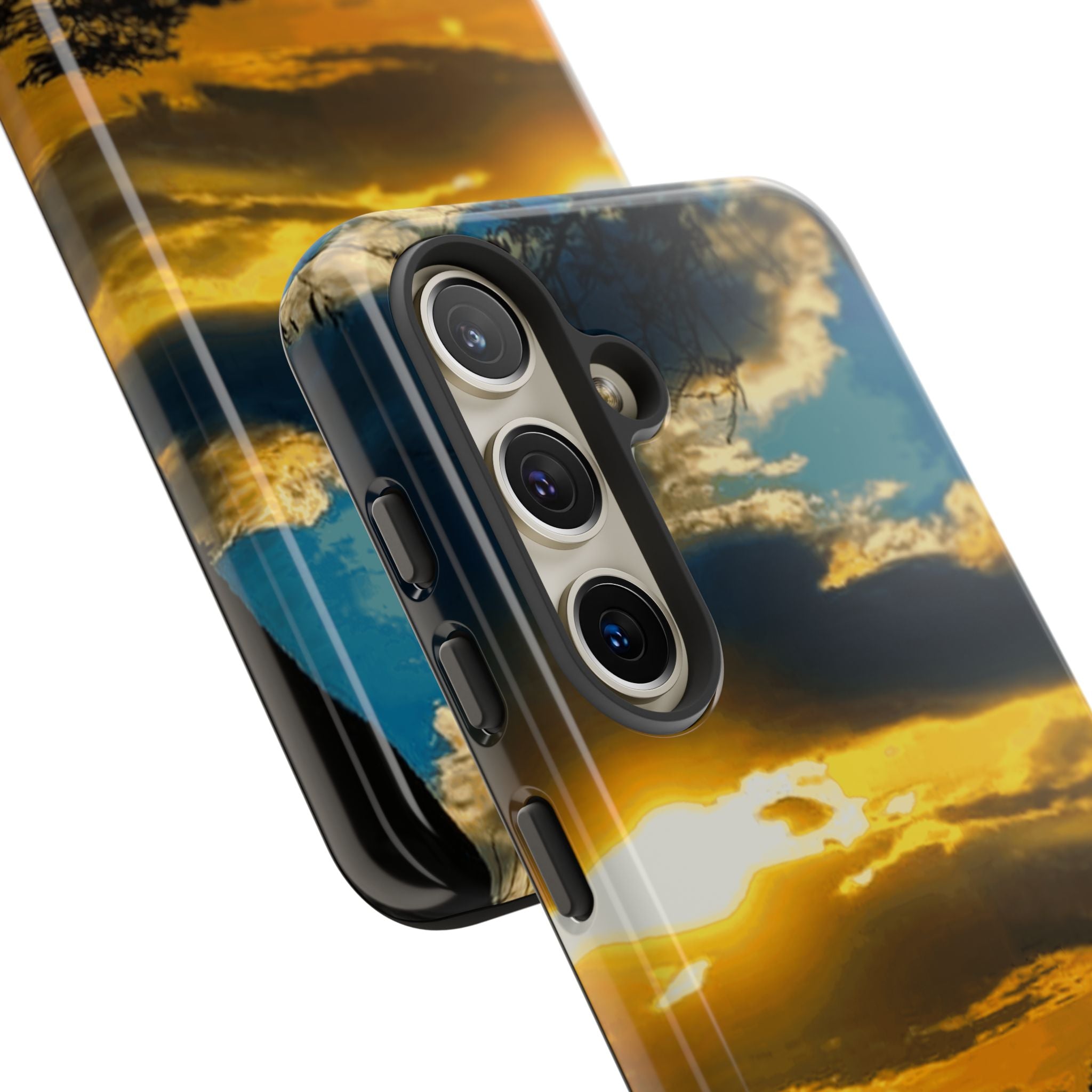 Sunset Sky Tough Phone Case – Durable Protective Phone Cover with Golden Clouds Design