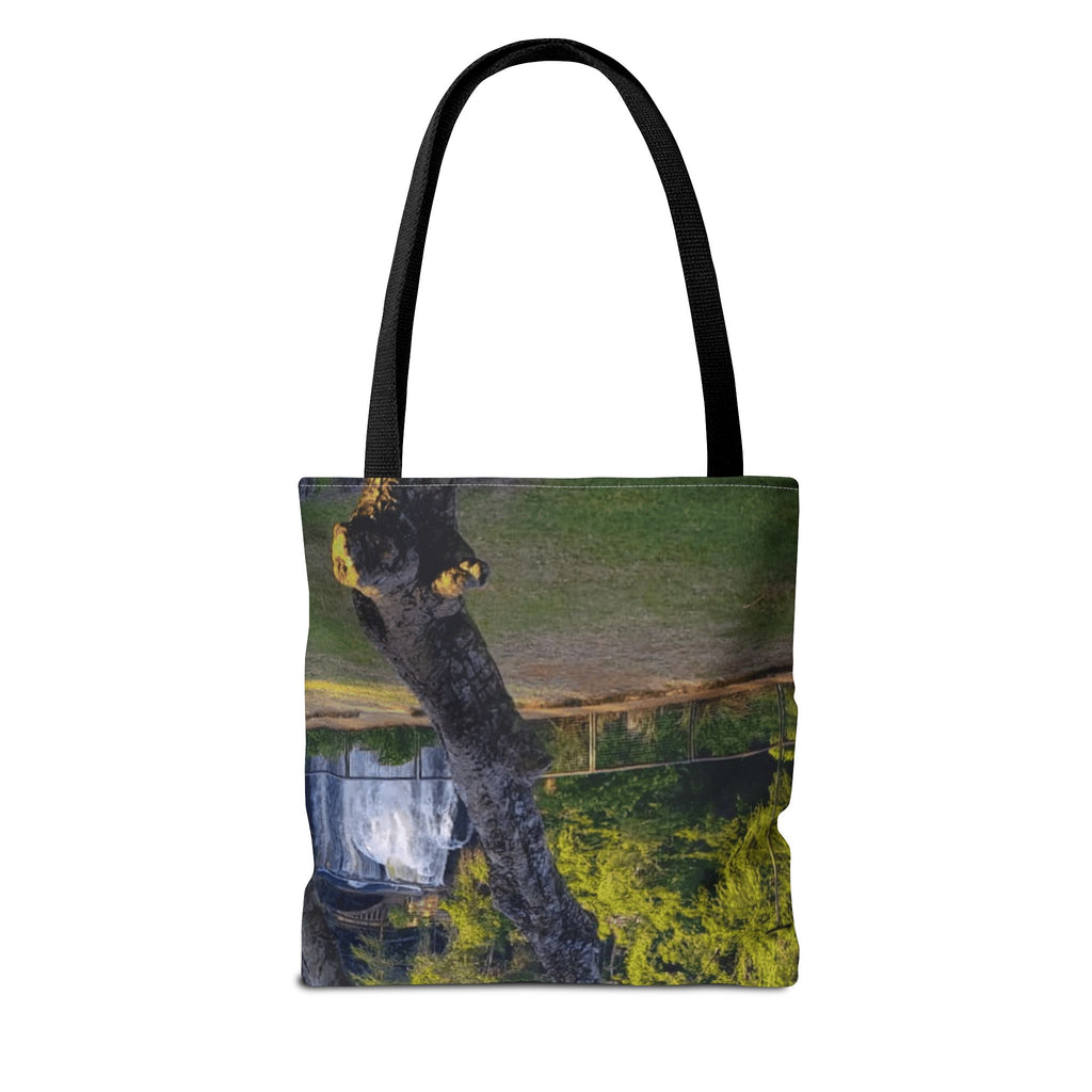 Nature Photo Tote Bag – Scenic Tree & Waterfall All-Over Print