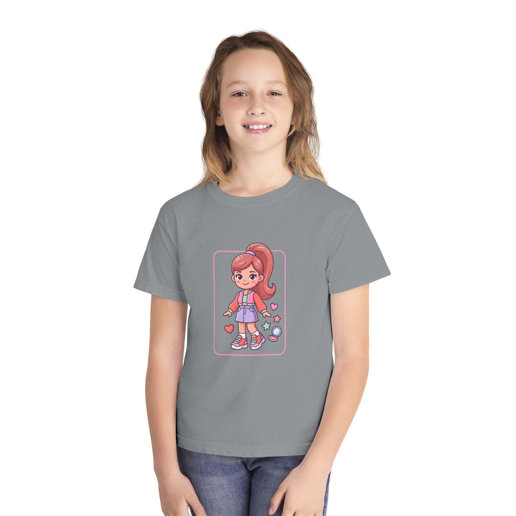 Cute Gamer Girl Youth Tee — Kawaii Cartoon Character Shirt for Kids