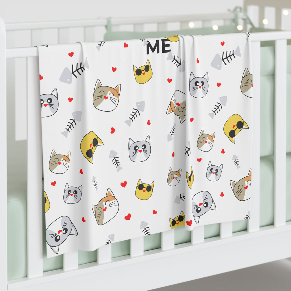 Baby Swaddle Blanket — "Mama Loves Me" Cute Cat Pattern Newborn Swaddle