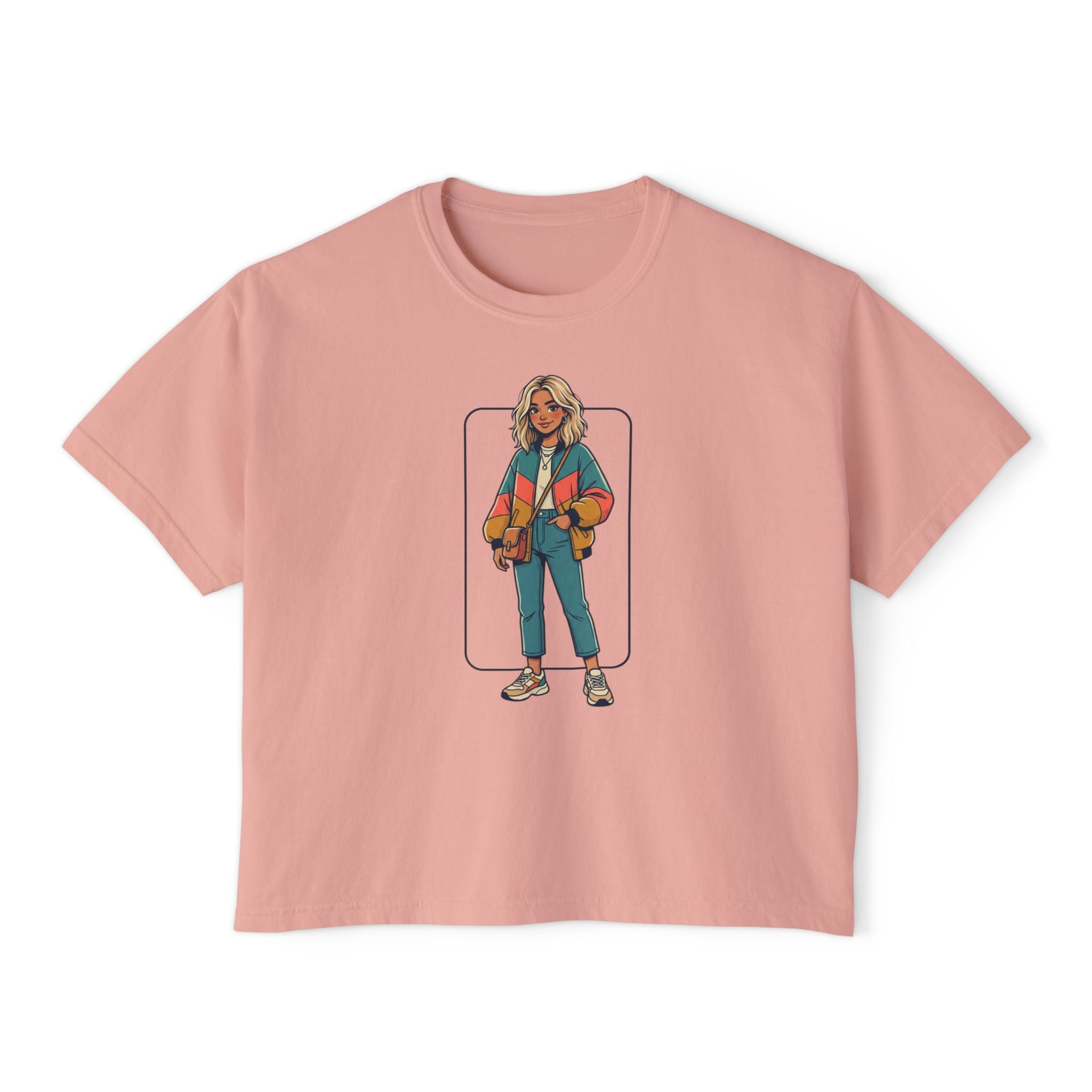 Boxy Tee — Retro Street Style Girl Graphic Shirt