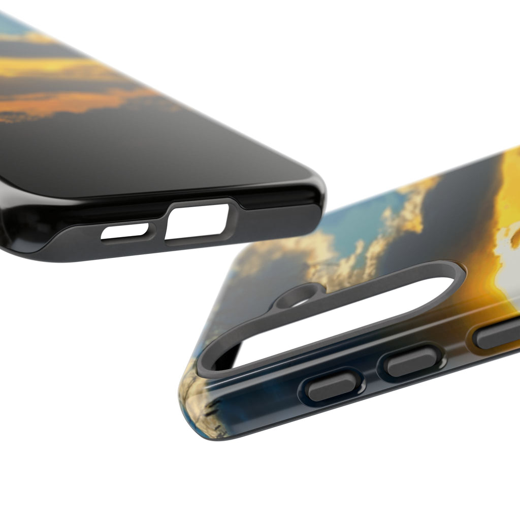 Sunset Sky Tough Phone Case – Durable Protective Phone Cover with Golden Clouds Design
