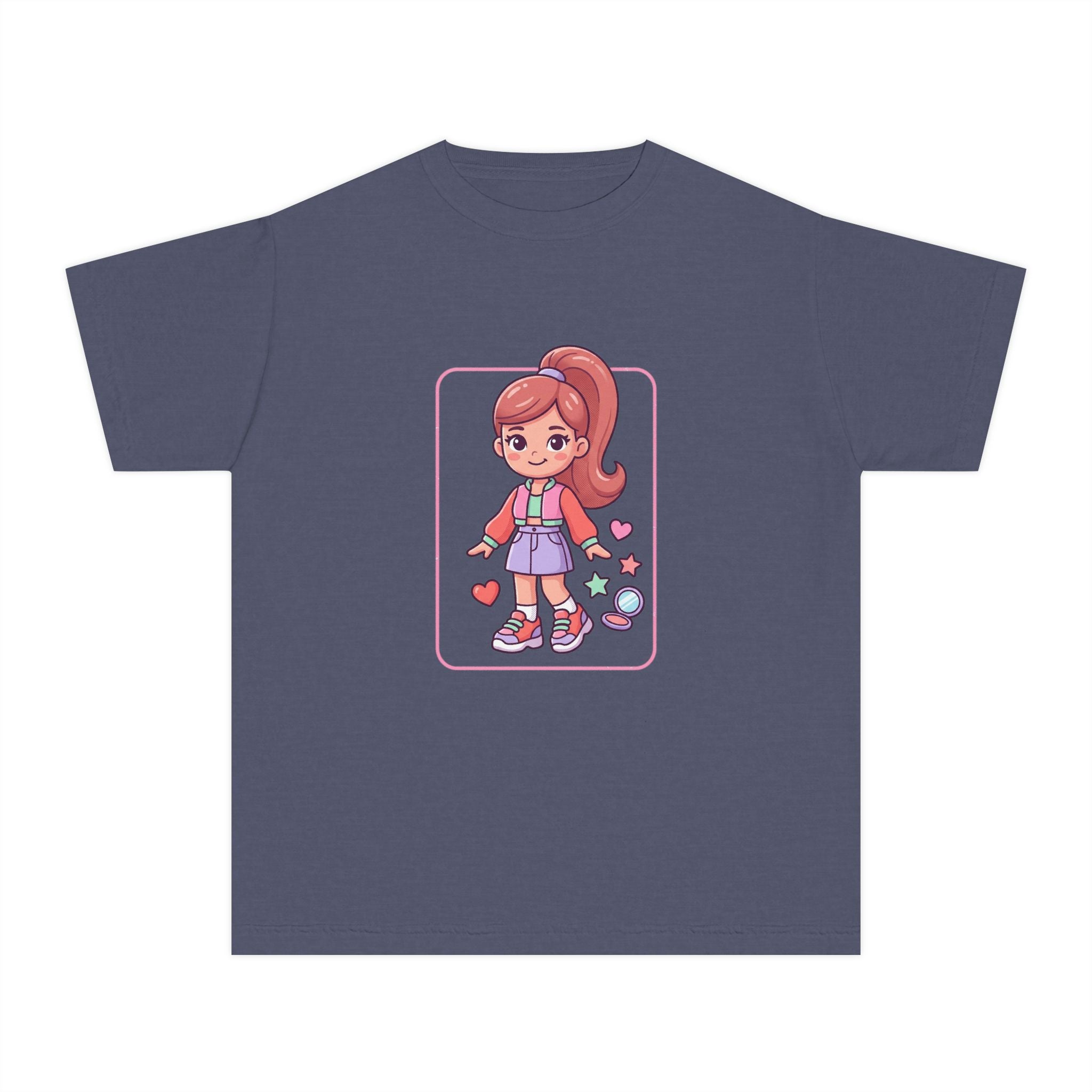 Cute Gamer Girl Youth Tee — Kawaii Cartoon Character Shirt for Kids