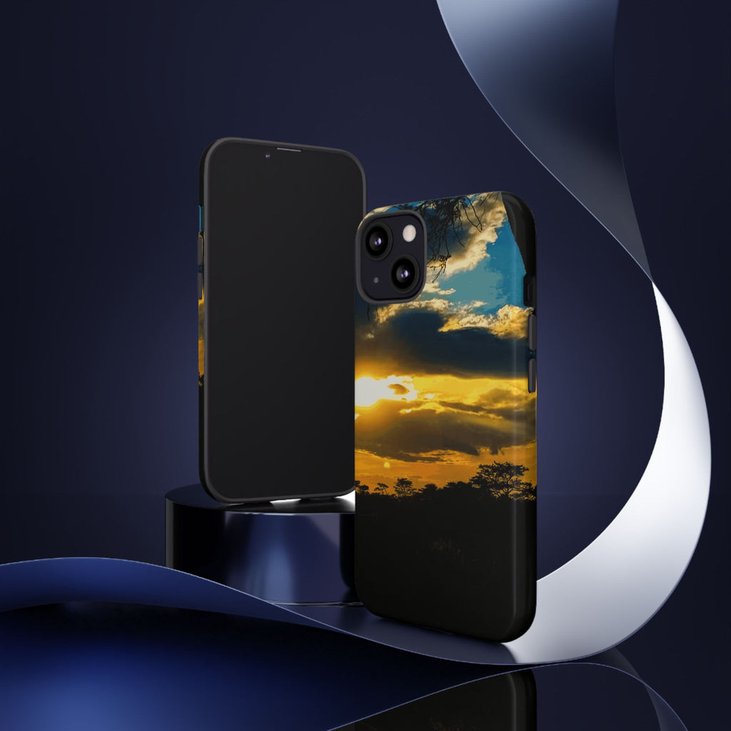 Sunset Sky Tough Phone Case – Durable Protective Phone Cover with Golden Clouds Design