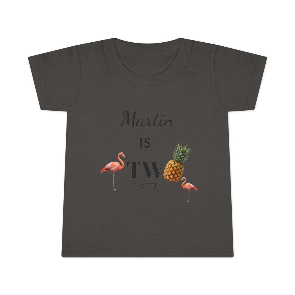 Toddler T-Shirt — "Martin is Two" Pineapple & Flamingo 2nd Birthday Tee